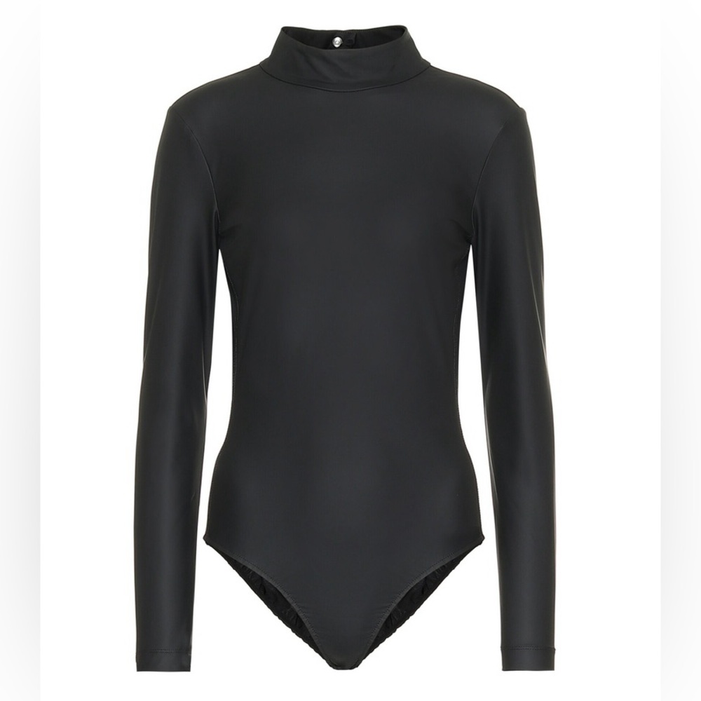 Tibi Black Long Sleeve Scuba Bodysuit (M)